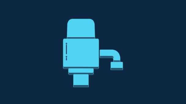 Bomba Mecânica Azul Para Ícone Água Engarrafada Isolado Fundo Azul — Vídeo de Stock