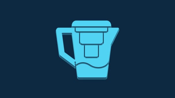 Blue Water Jug Filter Icon Isolated Blue Background Video Motion — Stockvideo