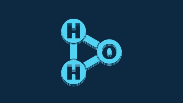 水のための青い化学式は青の背景に隔離されたH2O形のアイコンを落とします 4Kビデオモーショングラフィックアニメーション — ストック動画
