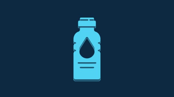 Blue Bottle Water Icon Isolated Blue Background Soda Aqua Drink — Vídeo de Stock