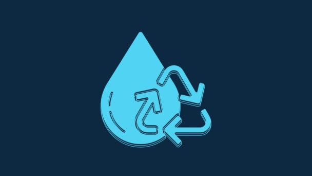 Blue Recycle Clean Aqua Icon Isolated Blue Background Drop Water — Wideo stockowe