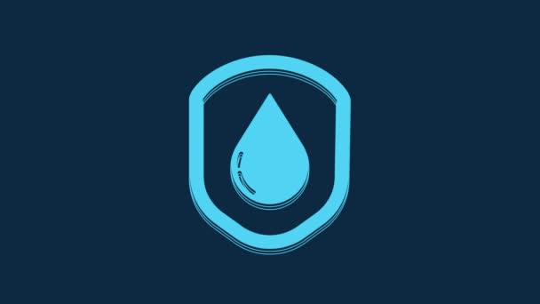 蓝色防水图标隔离在蓝色背景上 防水或液体保护的概念 4K视频运动图形动画 — 图库视频影像