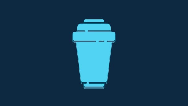 Blue Water Filter Cartridge Icon Isolated Blue Background Video Motion — Vídeo de Stock