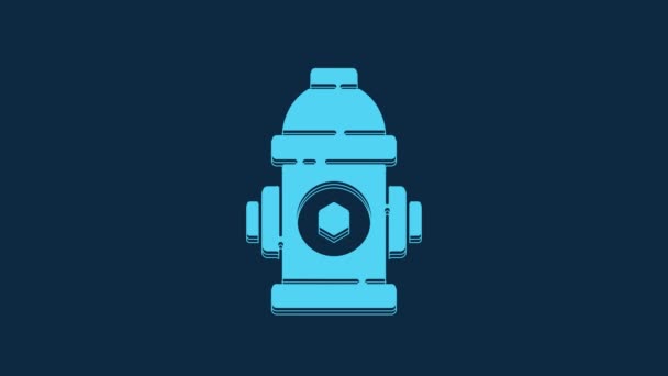 Blue Fire Hydrant Icon Isolated Blue Background Video Motion Graphic — Stockvideo