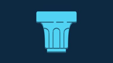 Blue Glass with water icon isolated on blue background. Soda glass. 4K Video motion graphic animation.