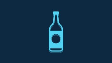 Blue Beer bottle icon isolated on blue background. 4K Video motion graphic animation.