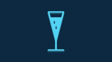 Blue Glass of champagne icon isolated on blue background. 4K Video motion graphic animation.