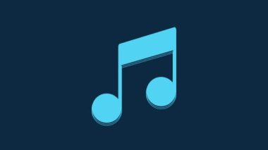 Blue Music note, tone icon isolated on blue background. 4K Video motion graphic animation.