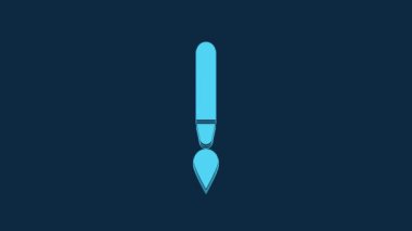 Blue Paint brush icon isolated on blue background. 4K Video motion graphic animation.