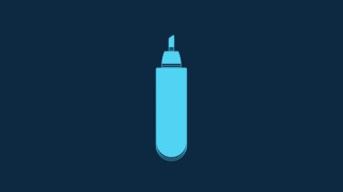 Blue Marker pen icon isolated on blue background. 4K Video motion graphic animation.