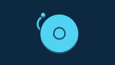 Blue Ringing alarm bell icon isolated on blue background. Alarm symbol, service bell, handbell sign, notification symbol. 4K Video motion graphic animation.