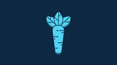 Blue Carrot icon isolated on blue background. 4K Video motion graphic animation.