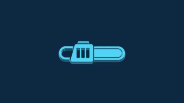 Blue Chainsaw icon isolated on blue background. 4K Video motion graphic animation.
