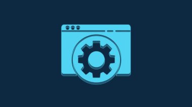 Blue Browser setting icon isolated on blue background. Adjusting, service, maintenance, repair, fixing. 4K Video motion graphic animation.