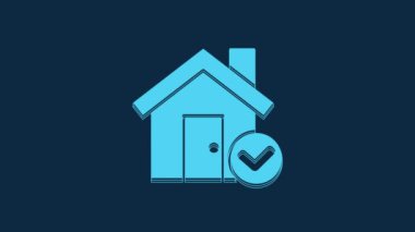 Mavi arka planda işaret simgesine sahip Mavi Saray izole edildi. Emlakçı ya da köy elit sınıfı. 4K Video hareketli grafik canlandırması.