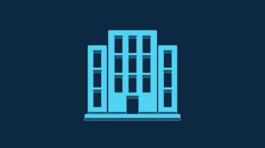 Blue House icon isolated on blue background. Home symbol. 4K Video motion graphic animation.