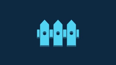 Blue Garden fence wooden icon isolated on blue background. 4K Video motion graphic animation.