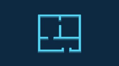 Mavi Ev planı simgesi mavi arkaplanda izole edildi. 4K Video hareketli grafik canlandırması.