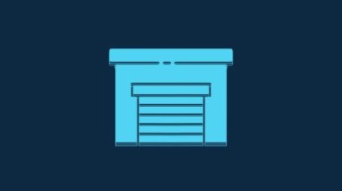 Blue Garage icon isolated on blue background. 4K Video motion graphic animation.