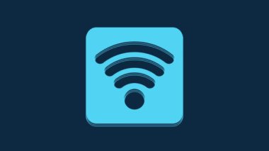 Blue Wi-Fi wireless internet network symbol icon isolated on blue background. 4K Video motion graphic animation.