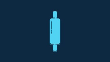 Blue Rolling pin icon isolated on blue background. 4K Video motion graphic animation.