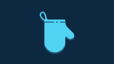 Blue Oven glove icon isolated on blue background. Kitchen potholder sign. Cooking glove. 4K Video motion graphic animation.