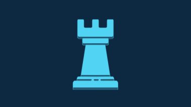 Blue Business strategy icon isolated on blue background. Chess symbol. Game, management, finance. 4K Video motion graphic animation.