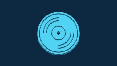 Blue Vinyl disk icon isolated on blue background. 4K Video motion graphic animation.