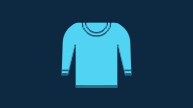Blue Sweater icon isolated on blue background. Pullover icon. 4K Video motion graphic animation.