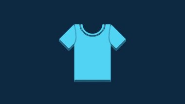 Blue T-shirt icon isolated on blue background. 4K Video motion graphic animation.