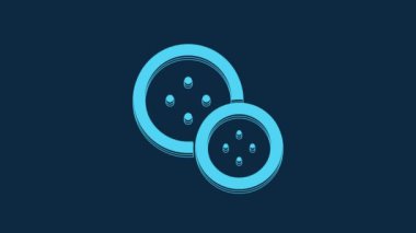 Blue Sewing button for clothes icon isolated on blue background. Clothing button. 4K Video motion graphic animation.