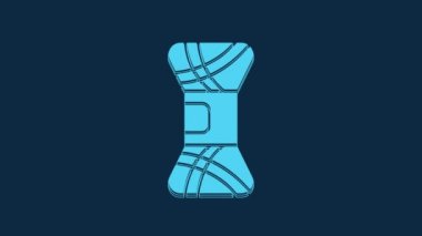 Blue Yarn icon isolated on blue background. Label for hand made, knitting or tailor shop. 4K Video motion graphic animation.