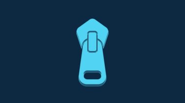 Blue Zipper icon isolated on blue background. 4K Video motion graphic animation.