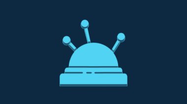 Blue Needle bed and needles icon isolated on blue background. Handmade and sewing theme. 4K Video motion graphic animation.