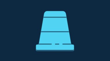Blue Thimble for sewing icon isolated on blue background. 4K Video motion graphic animation.