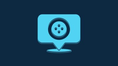 Mavi konum terzi dükkânı simgesi mavi arka planda izole edildi. 4K Video hareketli grafik canlandırması.
