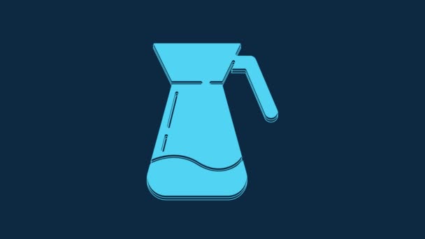 Blue Jug Glass Water Icon Isolated Blue Background Kettle Water — 비디오