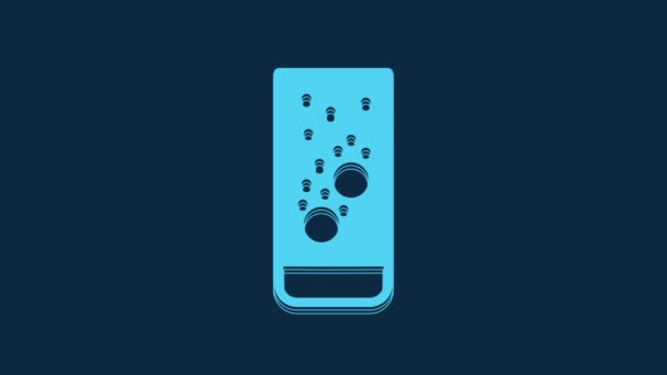 Сині Ефективні Таблетки Аспірину Розчиняються Склянці Значка Води Ізольовані Синьому — стокове відео