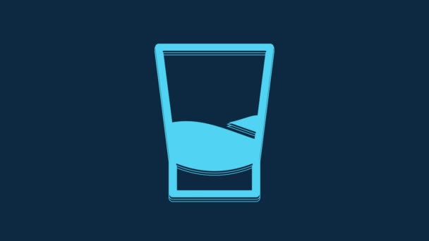 Blauw Glas Wodka Pictogram Geïsoleerd Blauwe Achtergrond Video Motion Grafische — Stockvideo