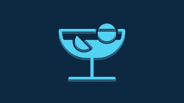 Blue Cocktail Icon Isolated Blue Background Video Motion Graphic Animation — ストック動画