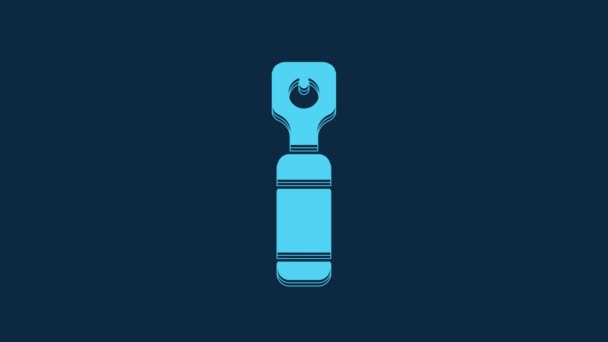 Blue Bottle Opener Icon Isolated Blue Background Video Motion Graphic — Vídeos de Stock