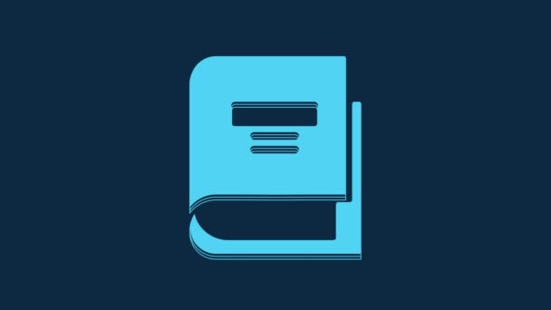 Blue Book Icon Isolated Blue Background Video Motion Graphic Animation — Stock Video