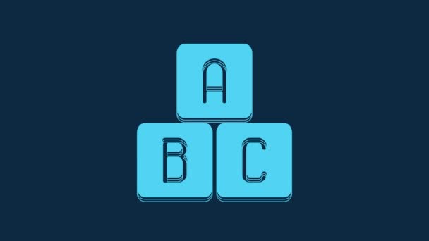 Blue Abc Blocks Icon Isolated Blue Background Alphabet Cubes Letters — 图库视频影像