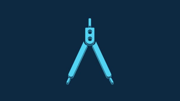 Blue Drawing Compass Icon Isolated Blue Background Compasses Sign Drawing — Stockvideo