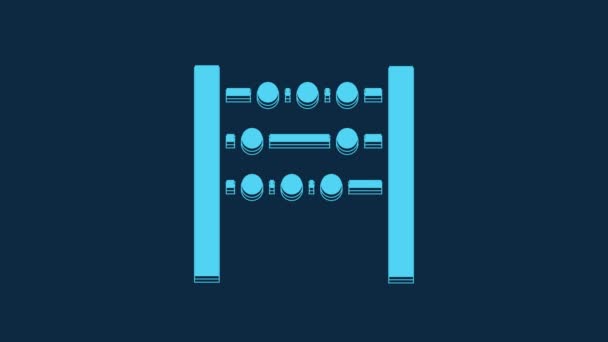 Blue Abacus Icon Isolated Blue Background Traditional Counting Frame Education — Vídeo de Stock