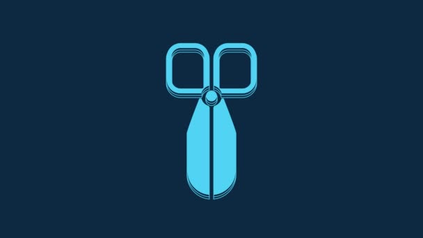 Blue Scissors Icon Isolated Blue Background Cutting Tool Sign Video — 图库视频影像