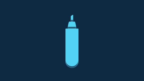 Blue Marker Pen Icon Isolated Blue Background Video Motion Graphic — Vídeo de stock