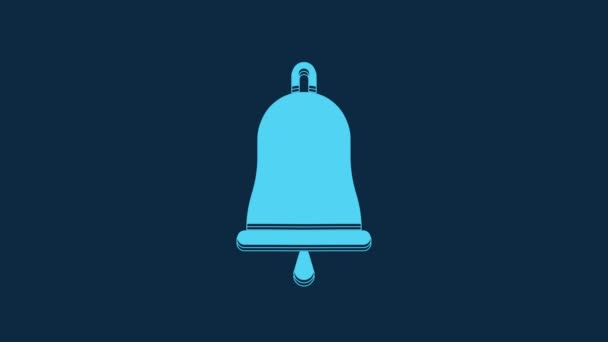 Blue Ringing Bell Icon Isolated Blue Background Alarm Symbol Service — Αρχείο Βίντεο