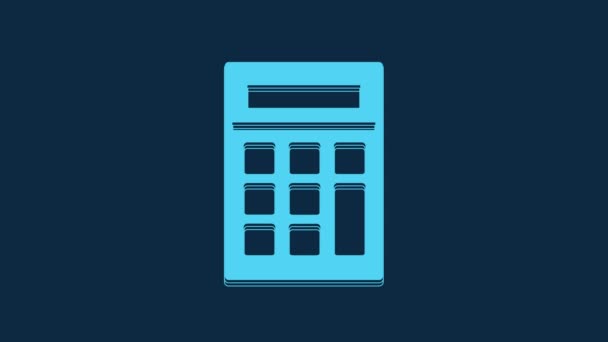 Blue Calculator Icon Isolated Blue Background Accounting Symbol Business Calculations — Wideo stockowe