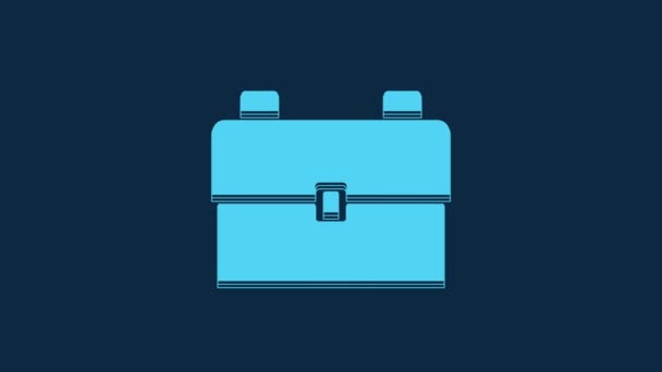 Blue School Backpack Icon Isolated Blue Background Video Motion Graphic — Vídeo de stock